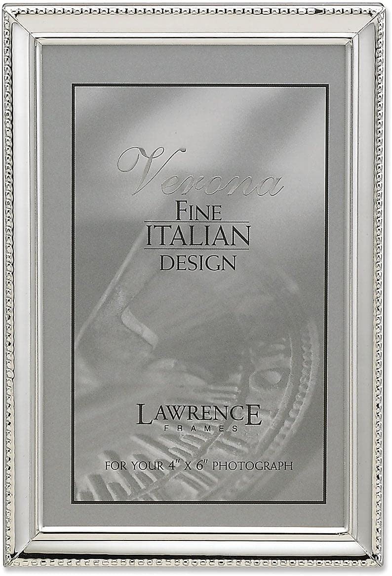 Lawrence Frames 11646 Polished Silver Plate 4x6 Picture Frame - Bead Border Design